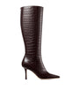 Jimmy Choo Brown Leather Croc-Embossed Agathe Knee-High Boots 85