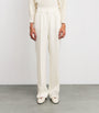 White Virgin Wool Flared Trousers