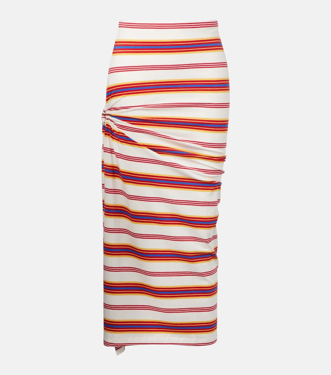 Rabanne - Gathered striped cotton-blend maxi skirt