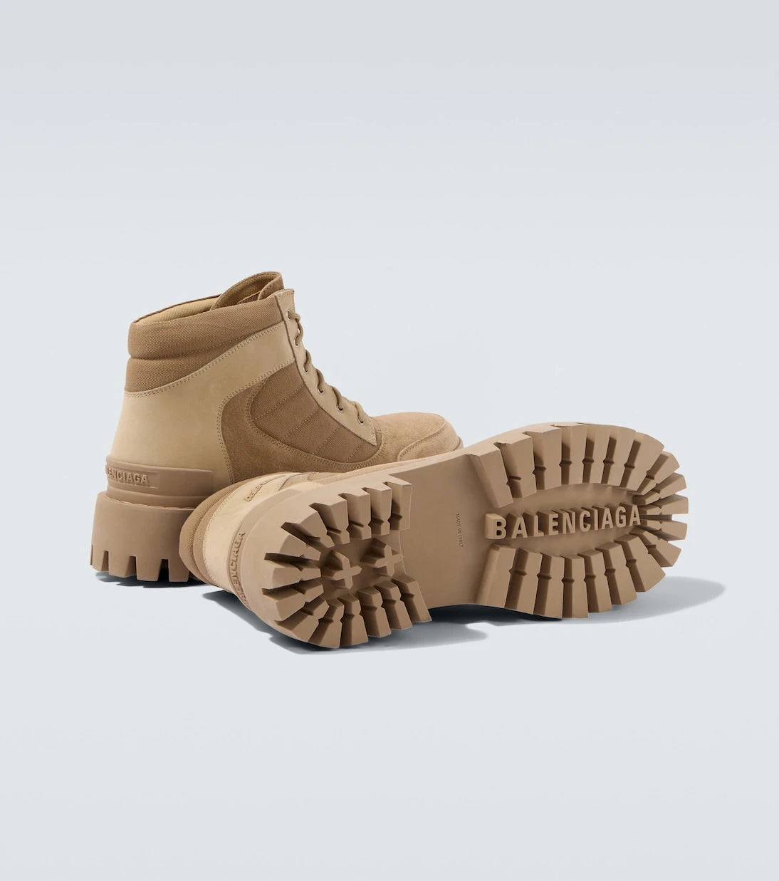 Balenciaga - Combat Strike suede-trimmed lace-up boots