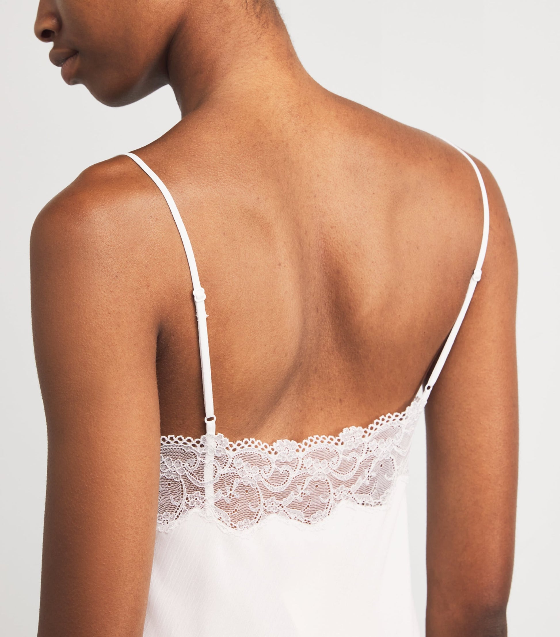 Bocan Ivory Silk Chiffon Lace-Trim Elora Nightdress