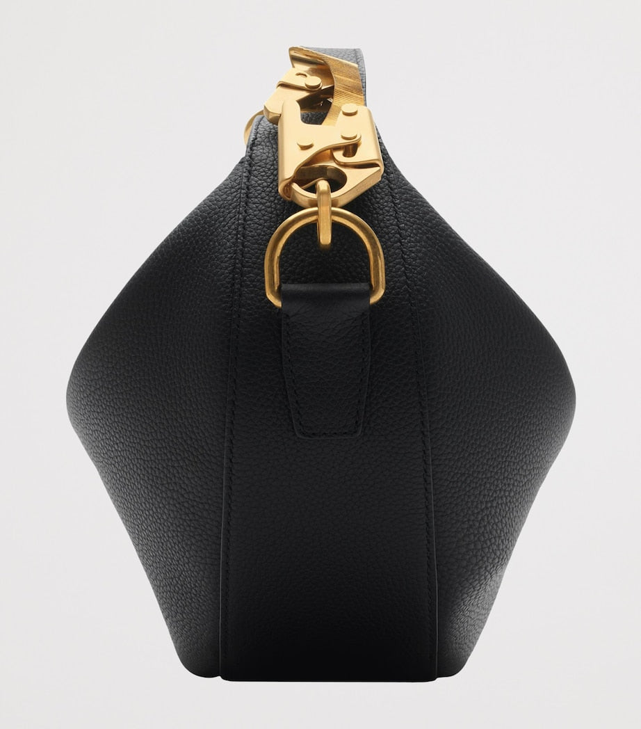 Black Leather Knight Arc Shoulder Bag