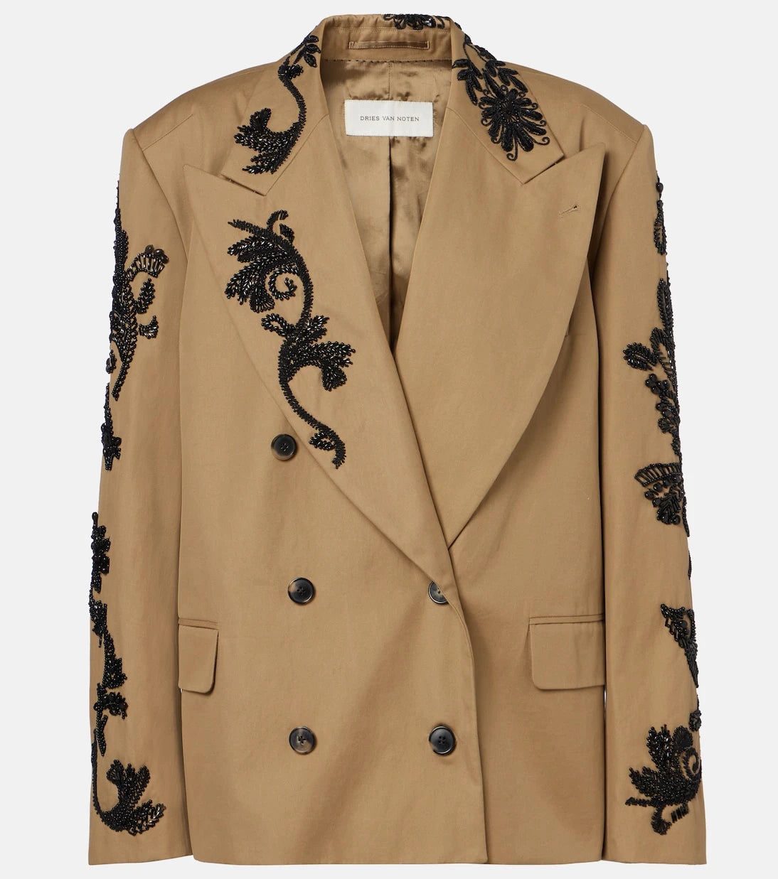 Dries Van Noten - Embellished cotton double-breasted blazer