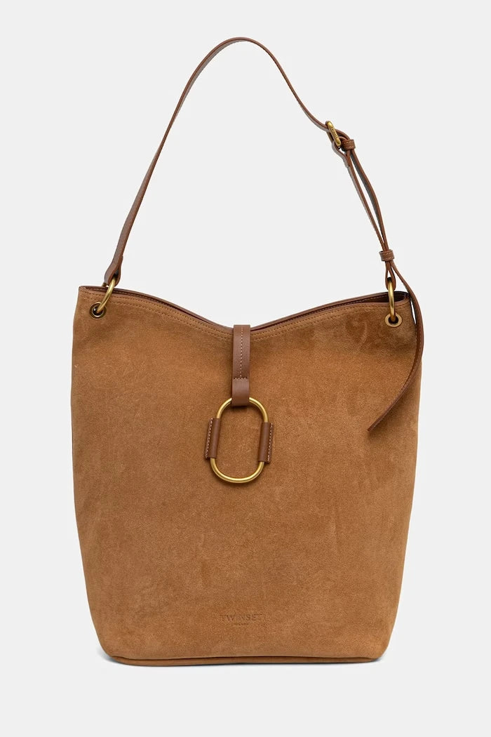 Twinset süet kadın hobo çanta