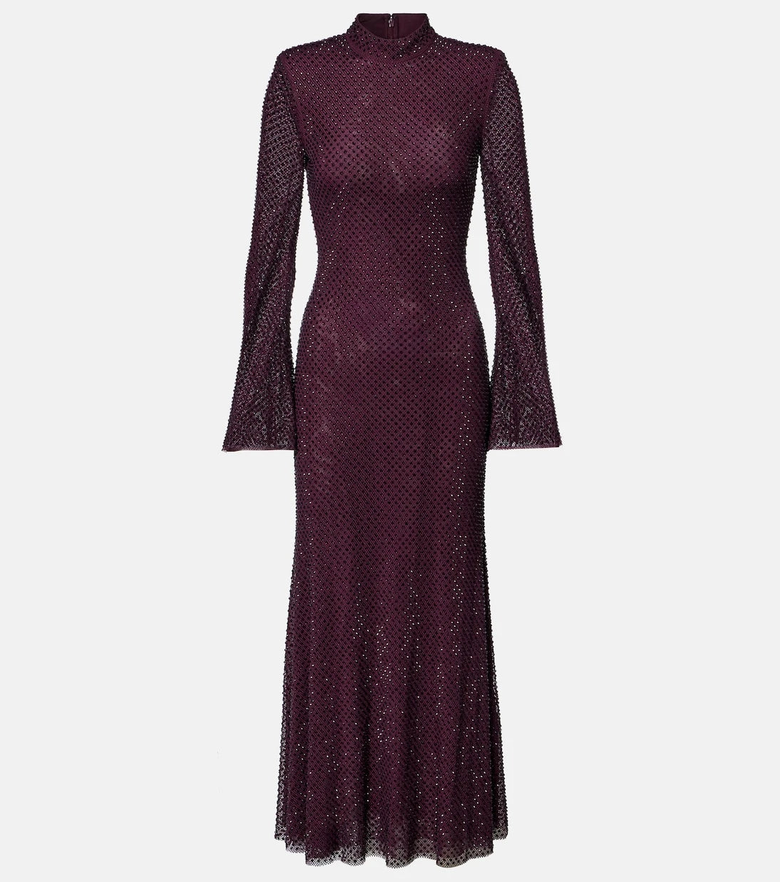 Self-Portrait - Rhinestone mesh maxi dress