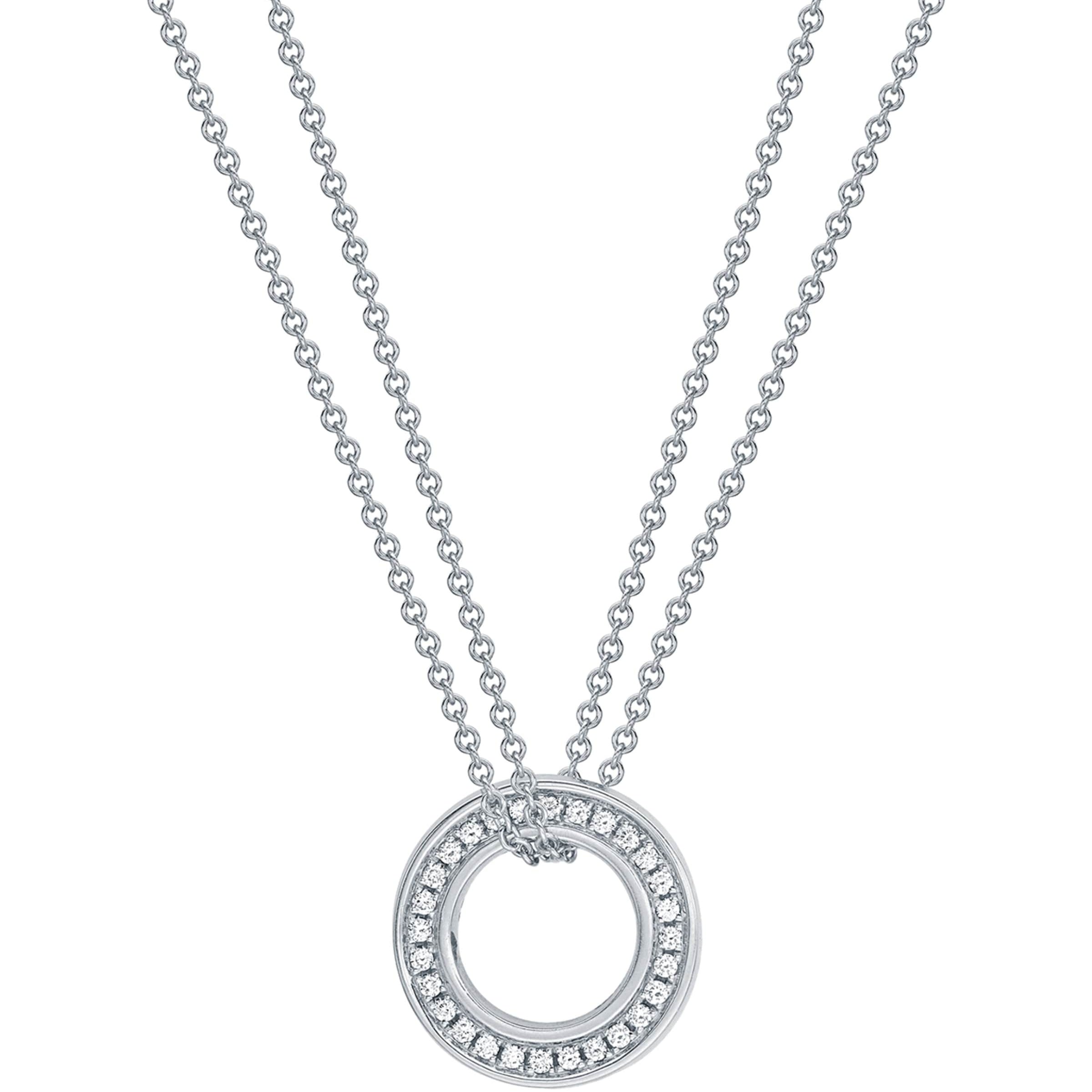 Boodles White Gold and Diamond Roulette Pendant Necklace