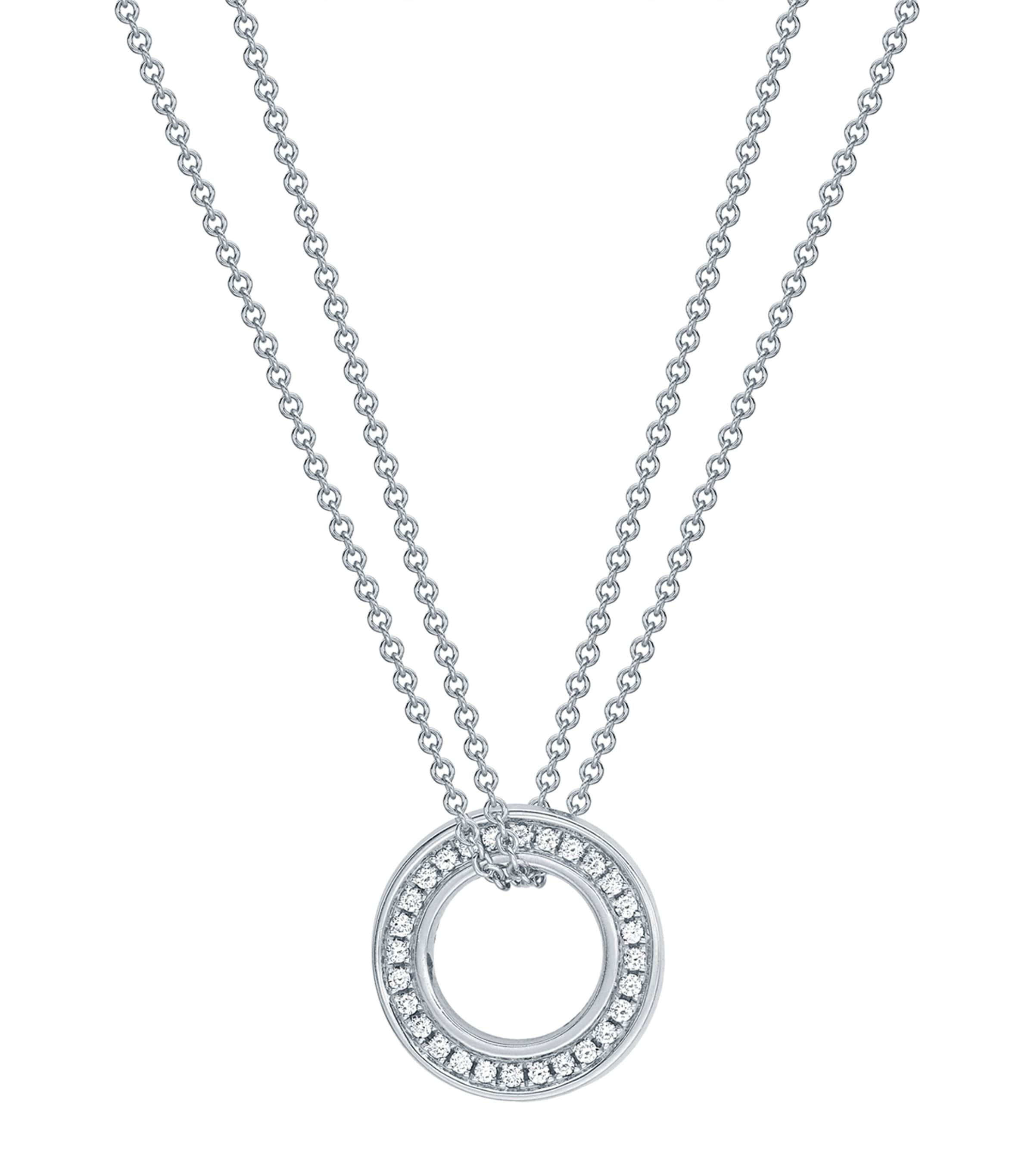 Boodles White Gold and Diamond Roulette Pendant Necklace