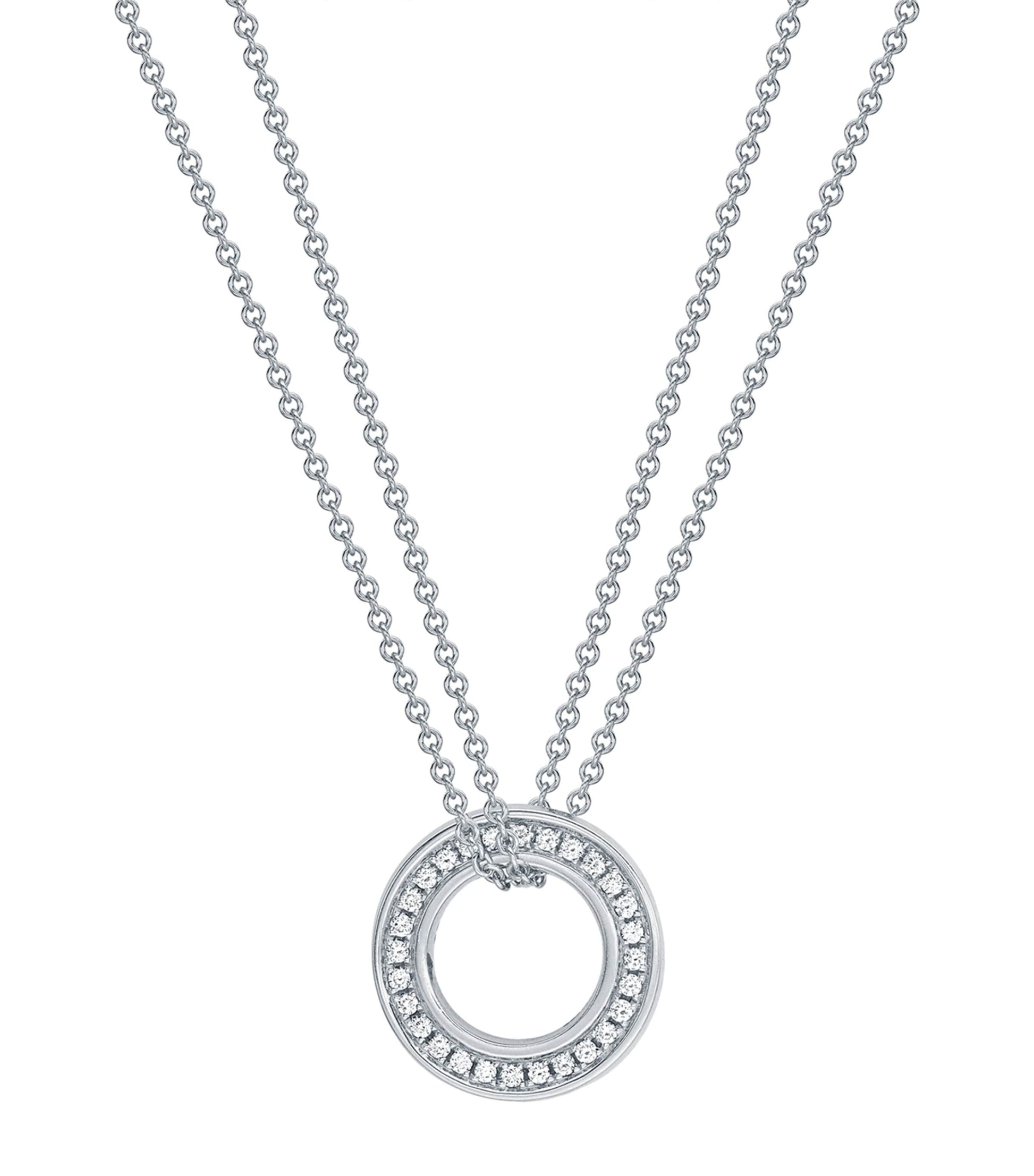 Boodles White Gold and Diamond Roulette Pendant Necklace