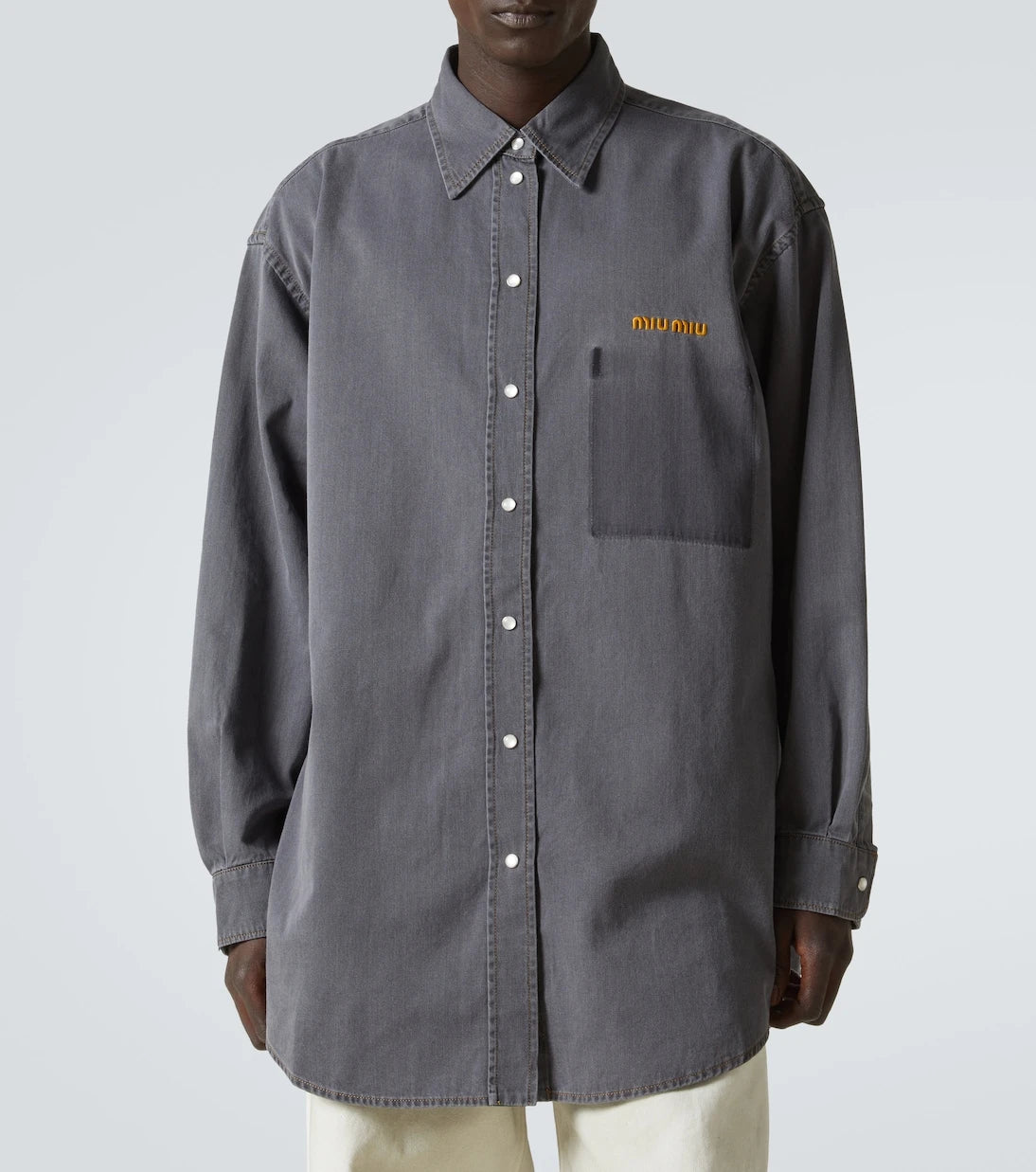 Miu Miu - Logo oversized chambray shirt