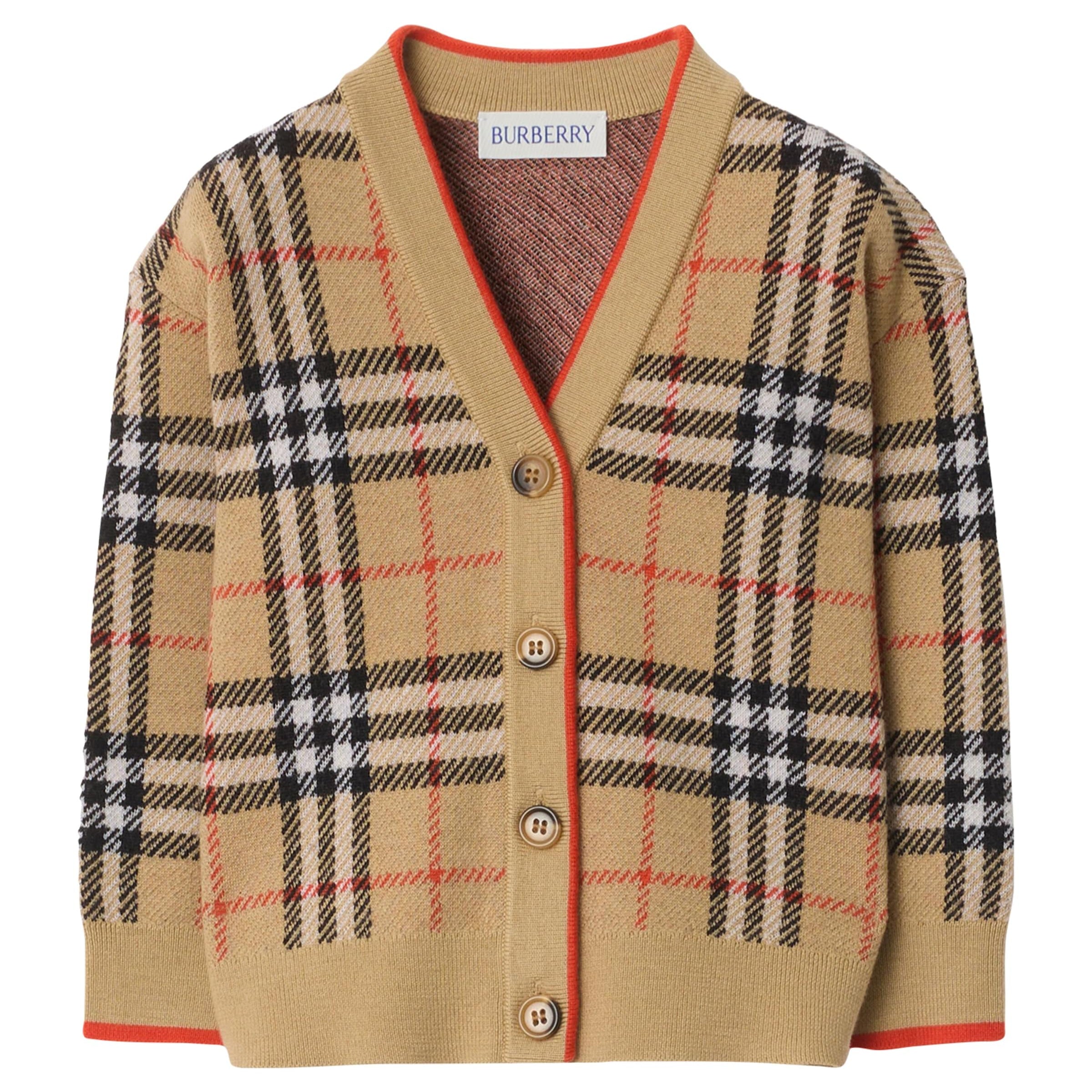 Burberry Kids Wool Check Cardigan (3-12 Years)