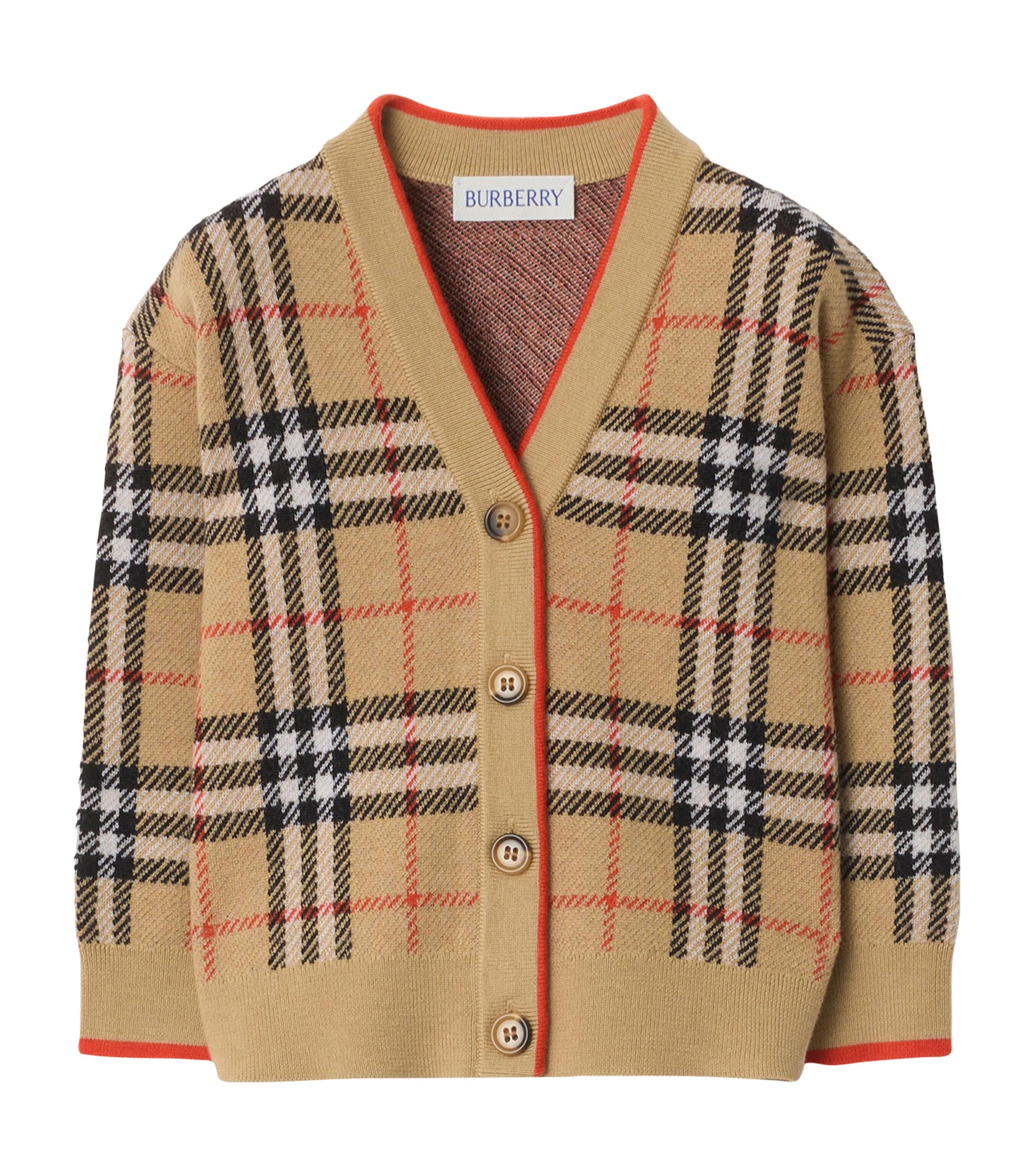 Burberry Kids Wool Check Cardigan (3-12 Years)
