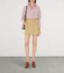 Beige Bonded Gabardine Trench Mini Skirt