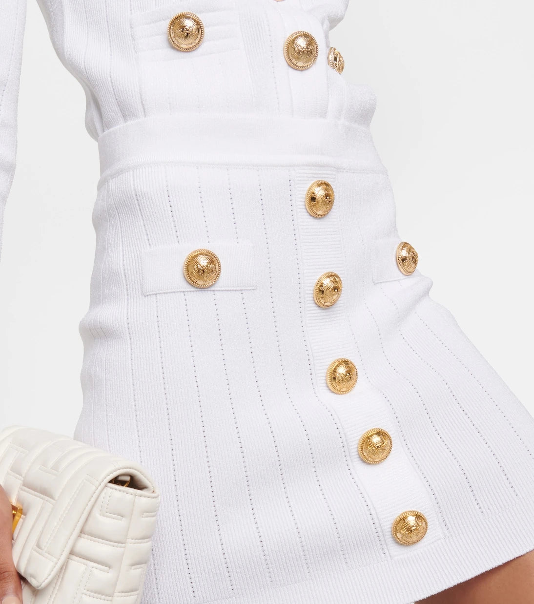 Balmain - Yüksek bel örgü mini etek