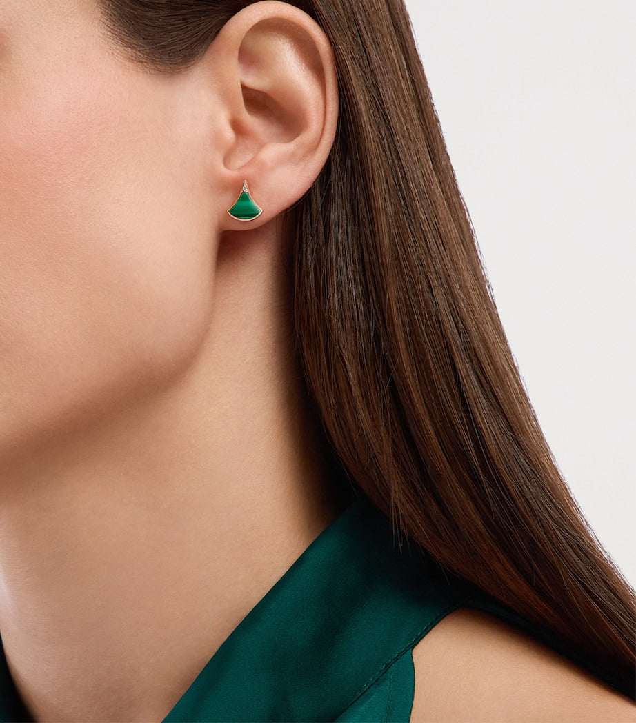 Rose Gold, Diamond and Malachite Divas' Dream Stud Earring