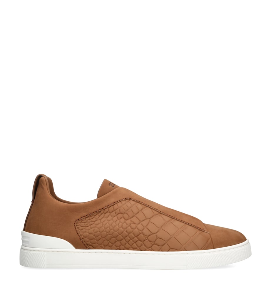 Zegna Crocodile Leather Triple Stitch SECONDSKIN Sneakers