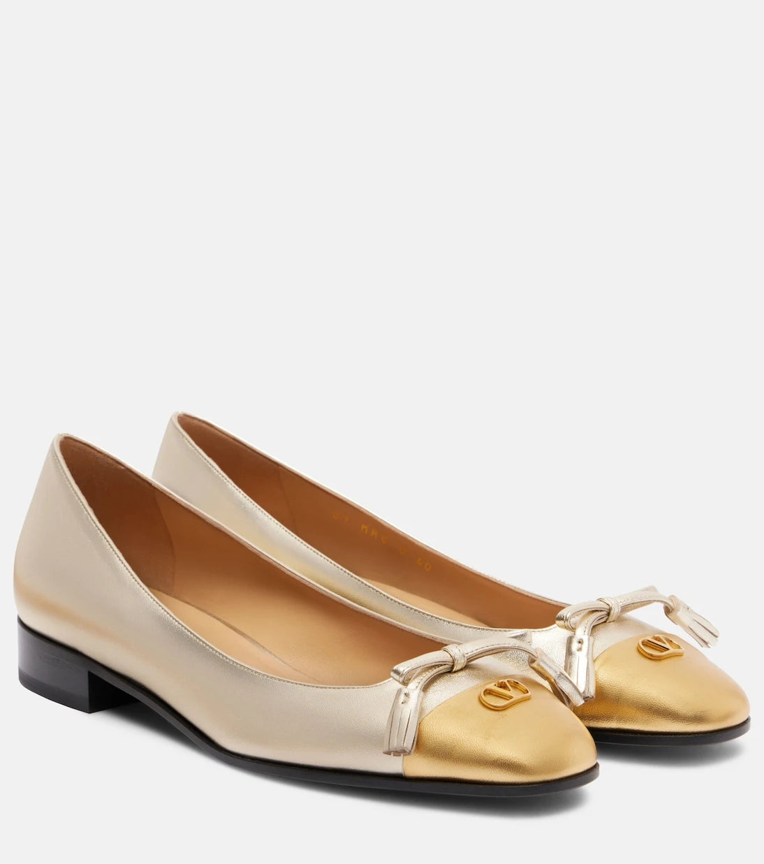 Valentino Garavani - Valet Du Roi metallic leather ballet flats
