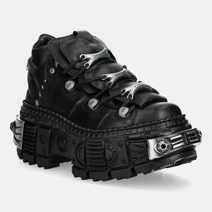 New Rock Crust Negro, Tank Casco Negro Power Deri Sneaker