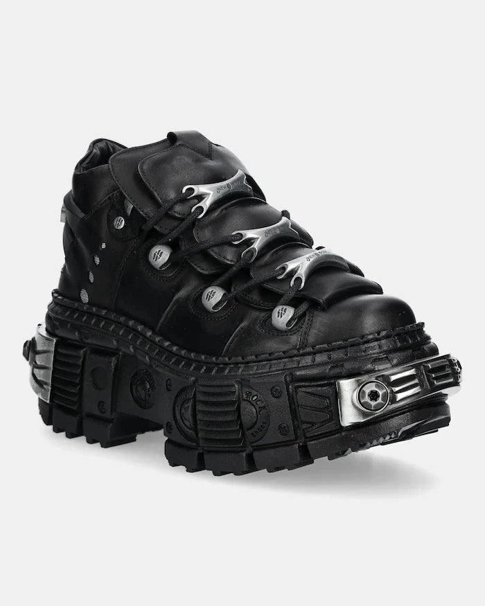 New Rock Crust Negro, Tank Casco Negro Power Deri Sneaker