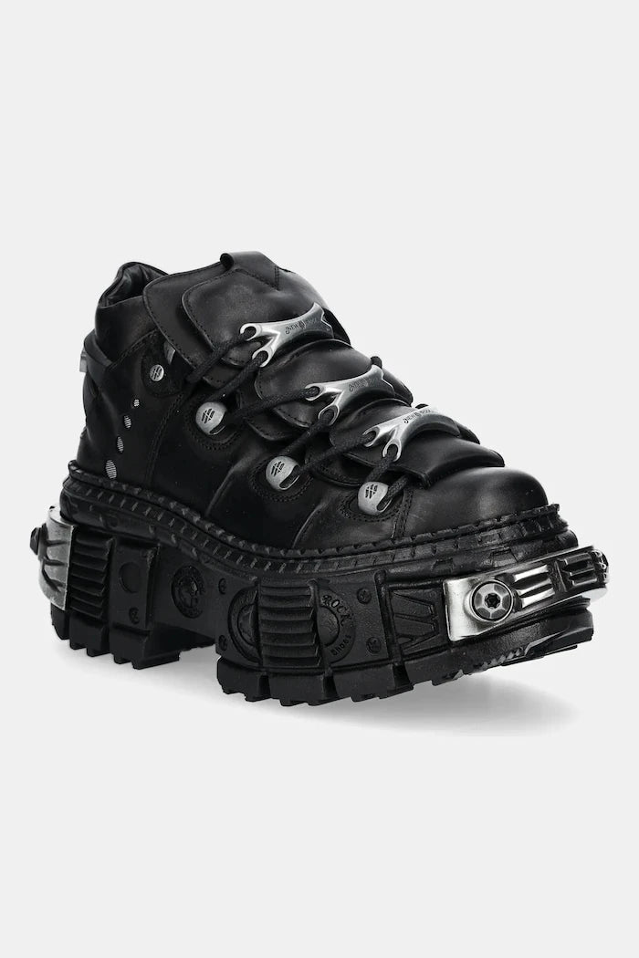 New Rock Crust Negro, Tank Casco Negro Power Deri Sneaker