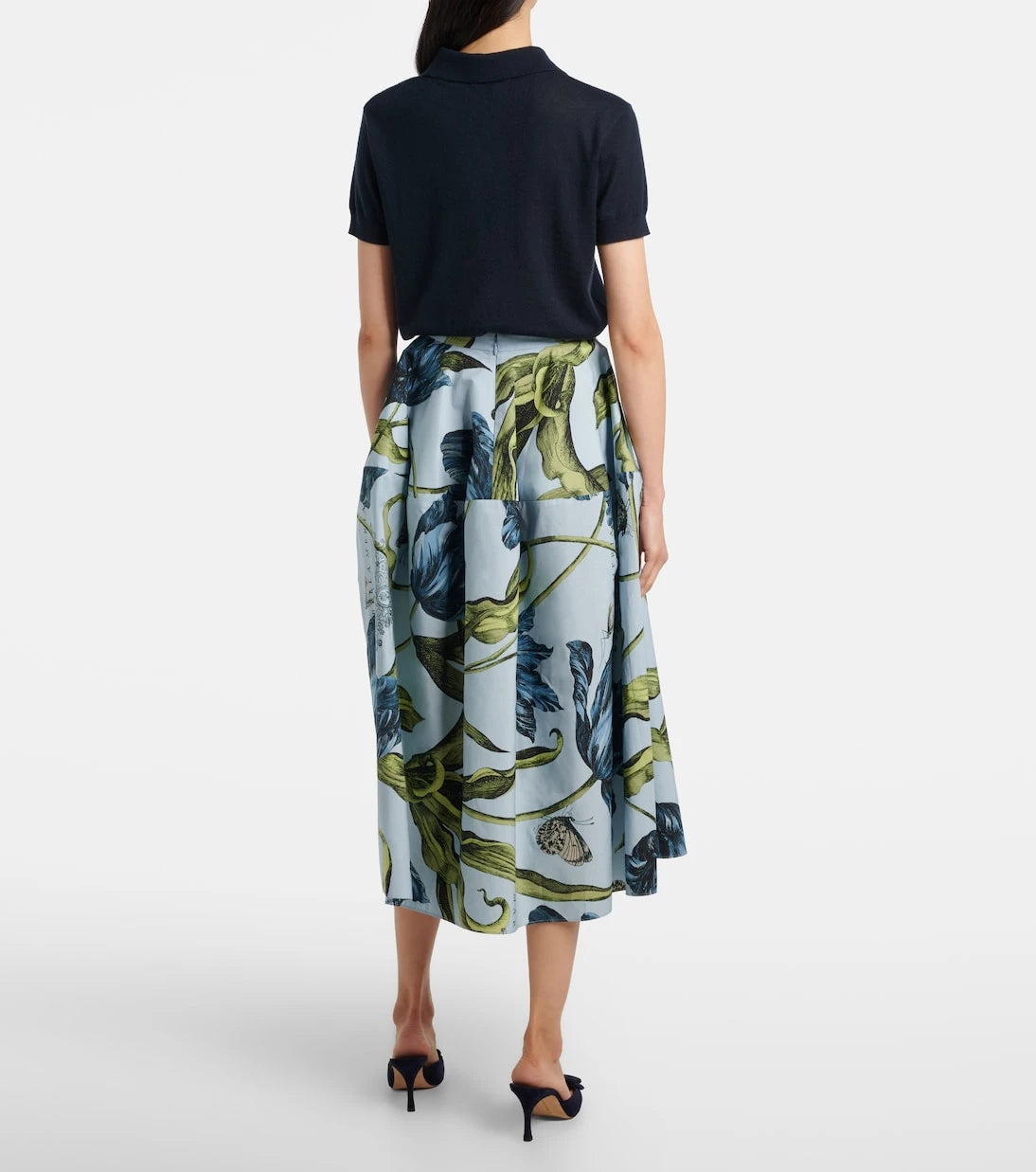 Erdem - Floral cotton poplin midi skirt