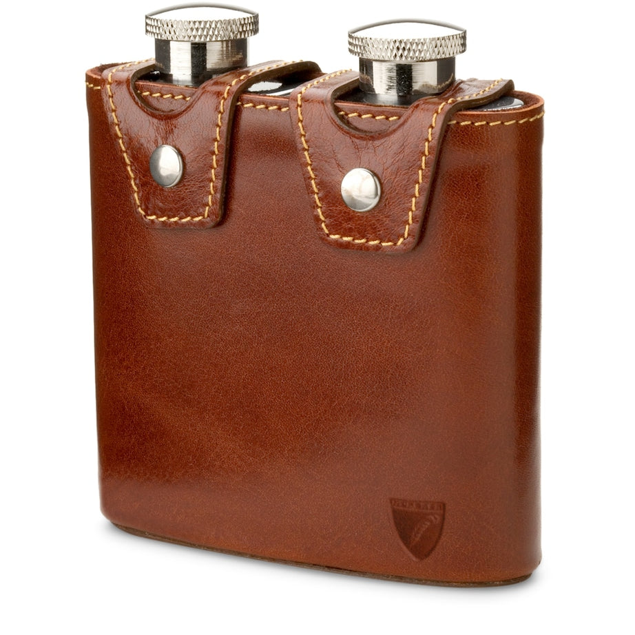 Double Leather Hip Flask