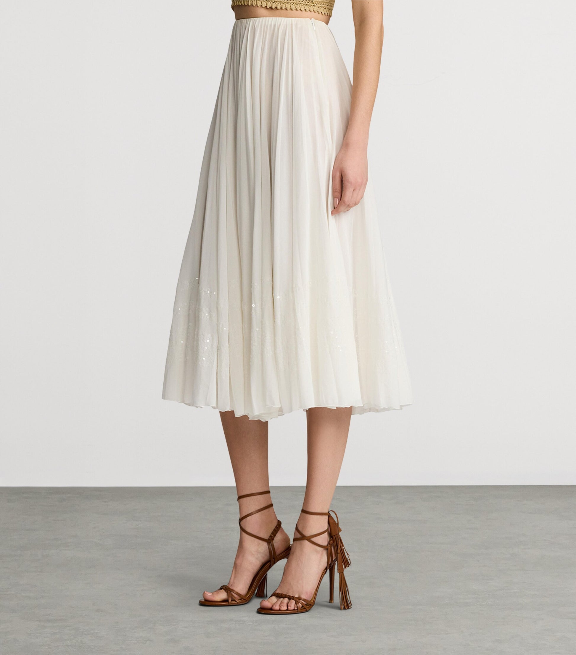 Cotton-Blend Trivelas Embellished Skirt