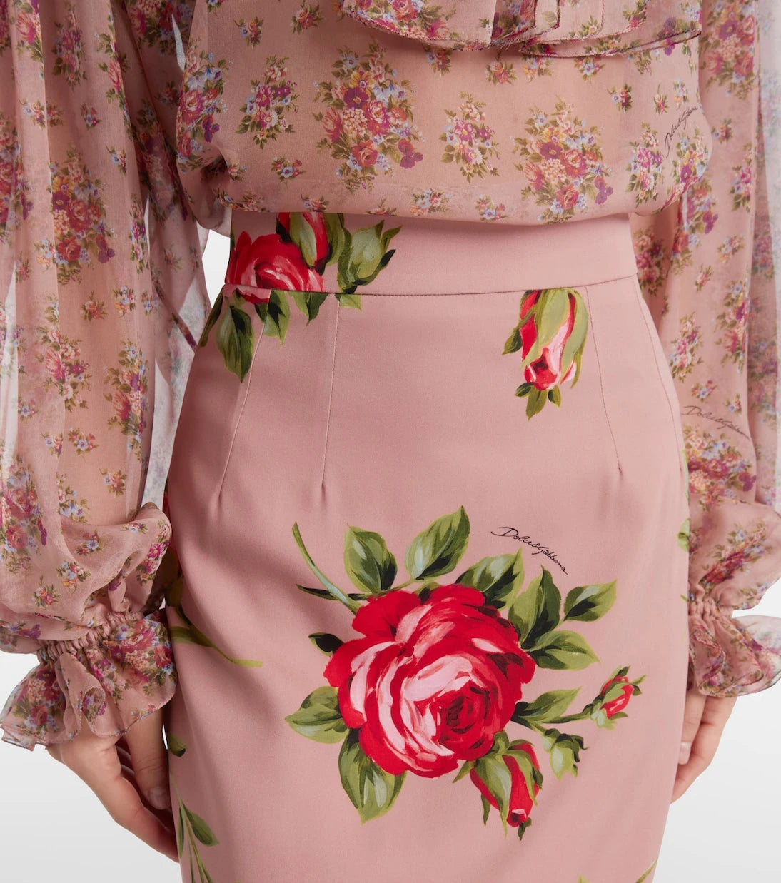 Dolce&Gabbana - Floral silk-blend midi skirt