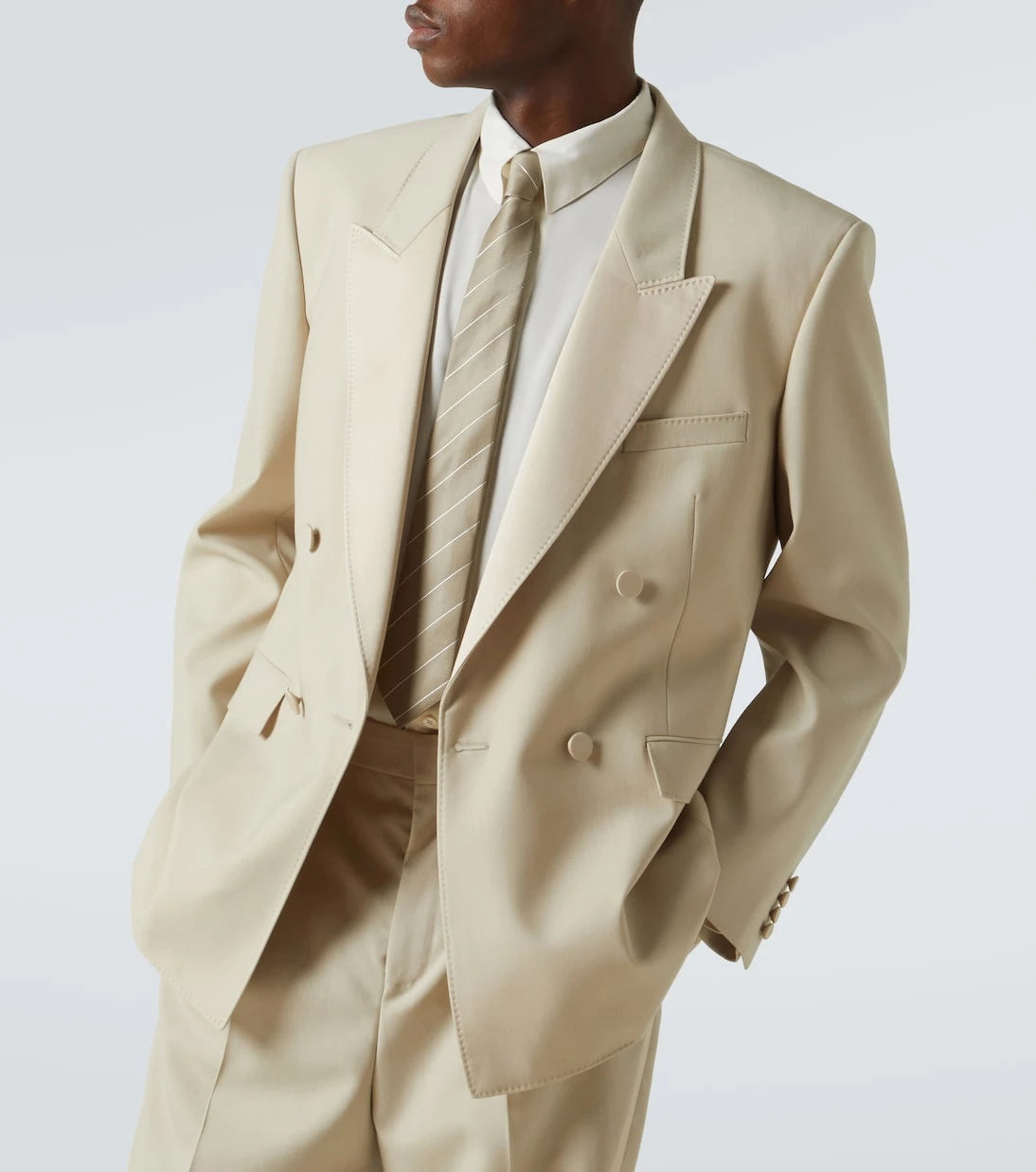 Saint Laurent - Double-breasted wool tuxedo jacket