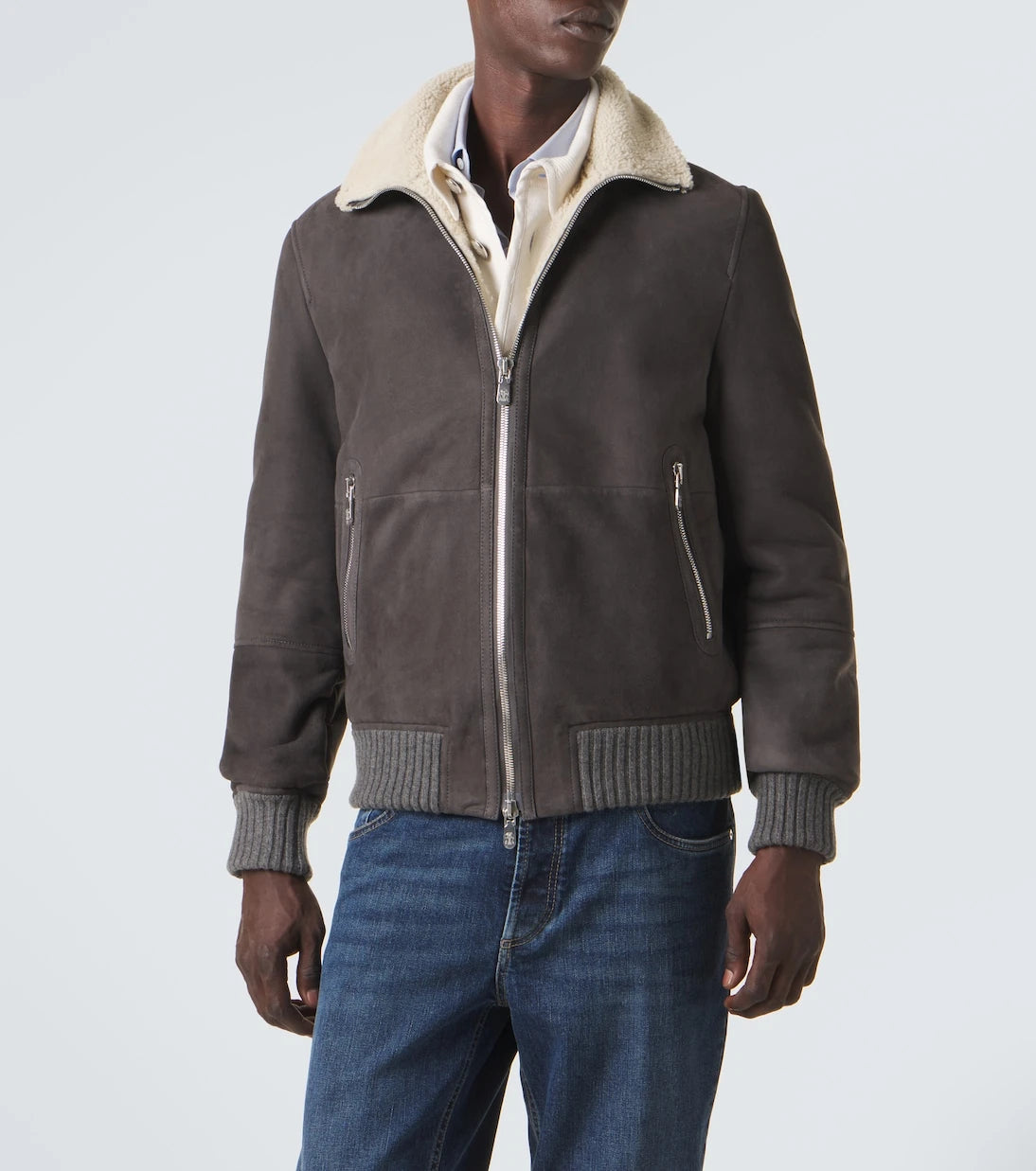 Brunello Cucinelli - Cashmere-trimmed shearling blouson jacket