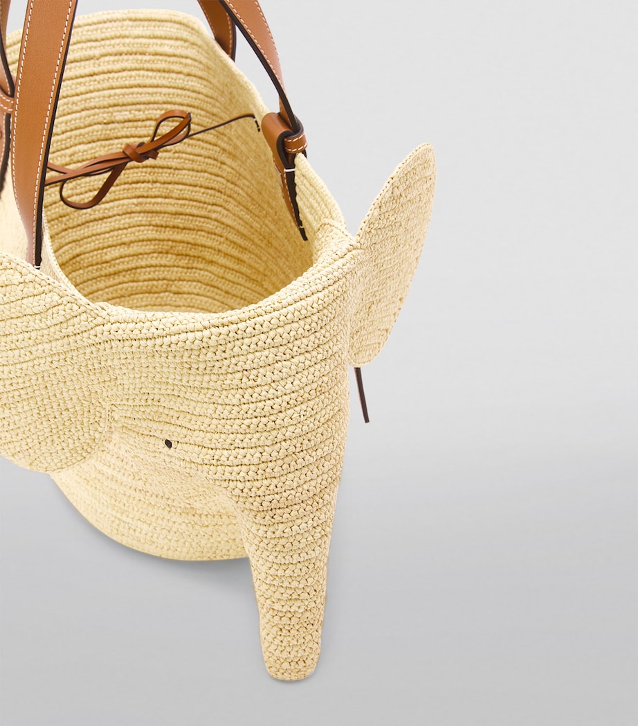 LOEWE Beige Woven Elephant Basket Tote Bag