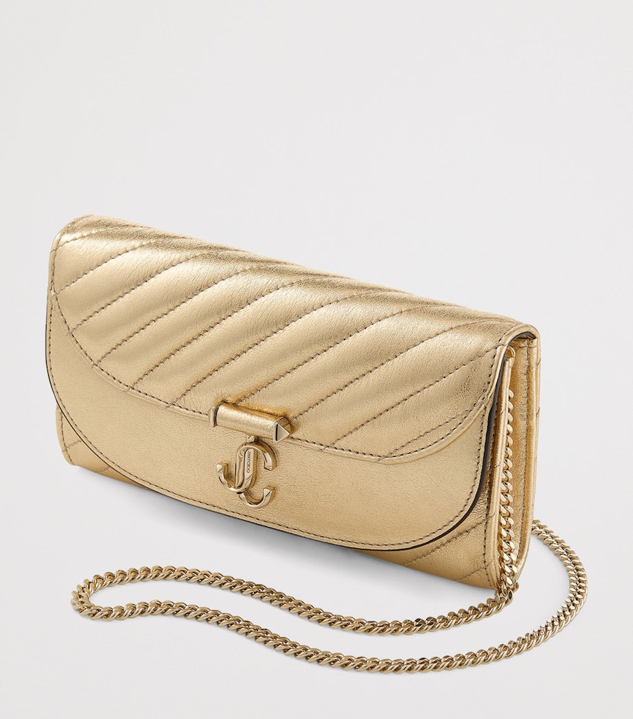 Gold Leather Curve Chain Wallet