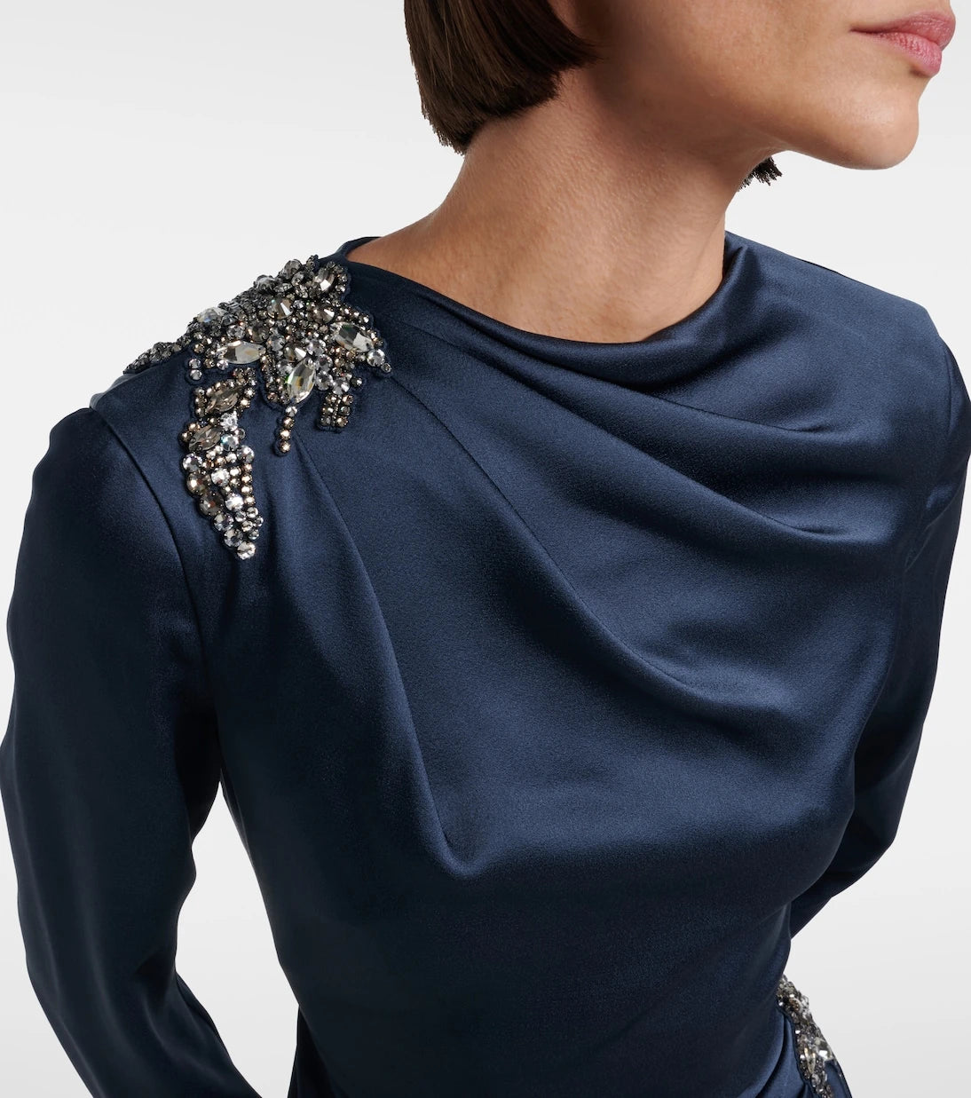 Erdem - Crystal-embellished satin cady cocktail dress