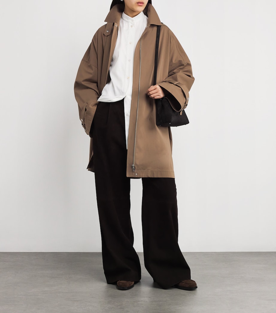 Toteme Brown Organic Cotton Oversized Trench Coat