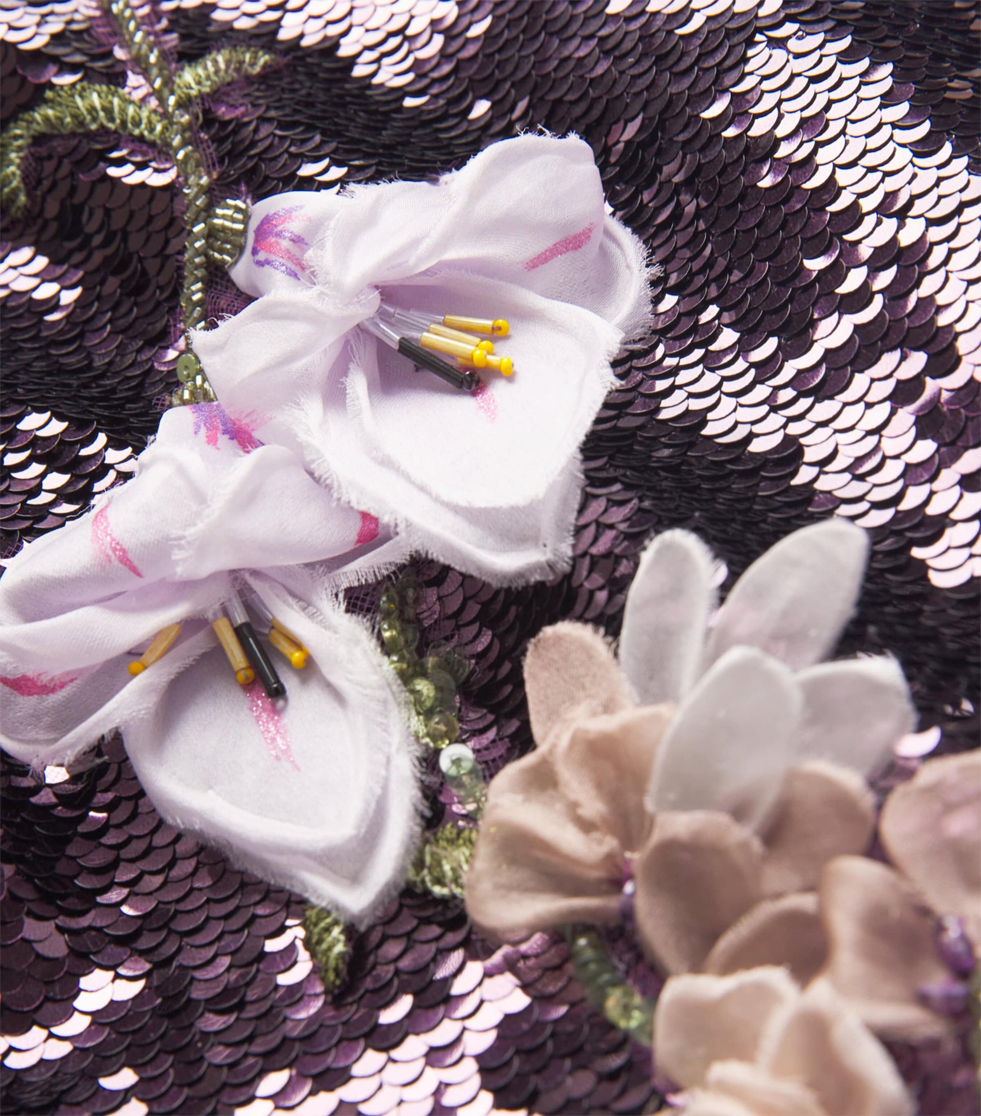 Black Sequin Floral Column Gown