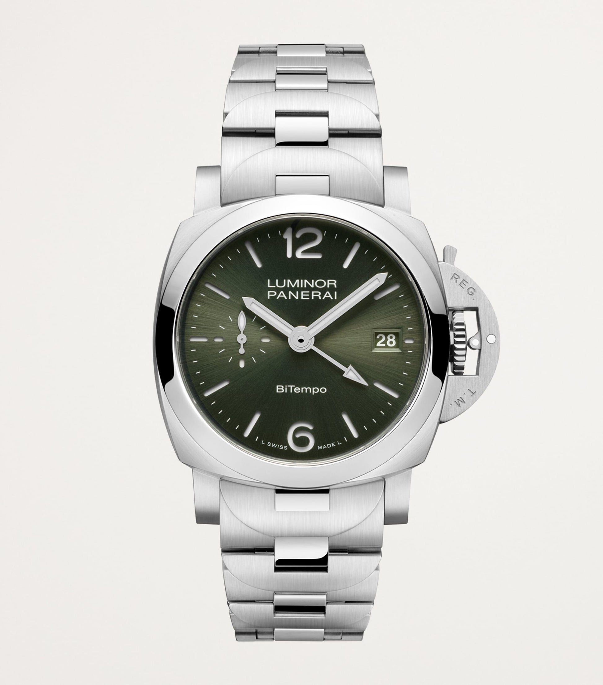 Brushed Steel Luminor Quaranta BiTempo Watch 40mm