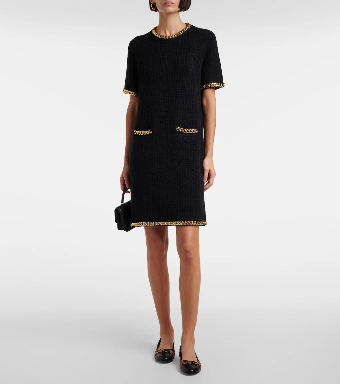 Tory Burch - Chain-detail waffle-knit minidress
