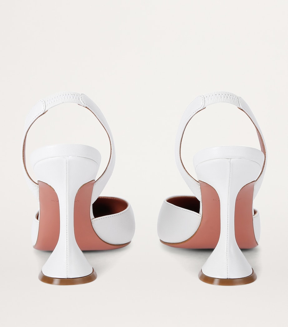 Amina Muaddi White Leather Holli Slingback Pumps 95