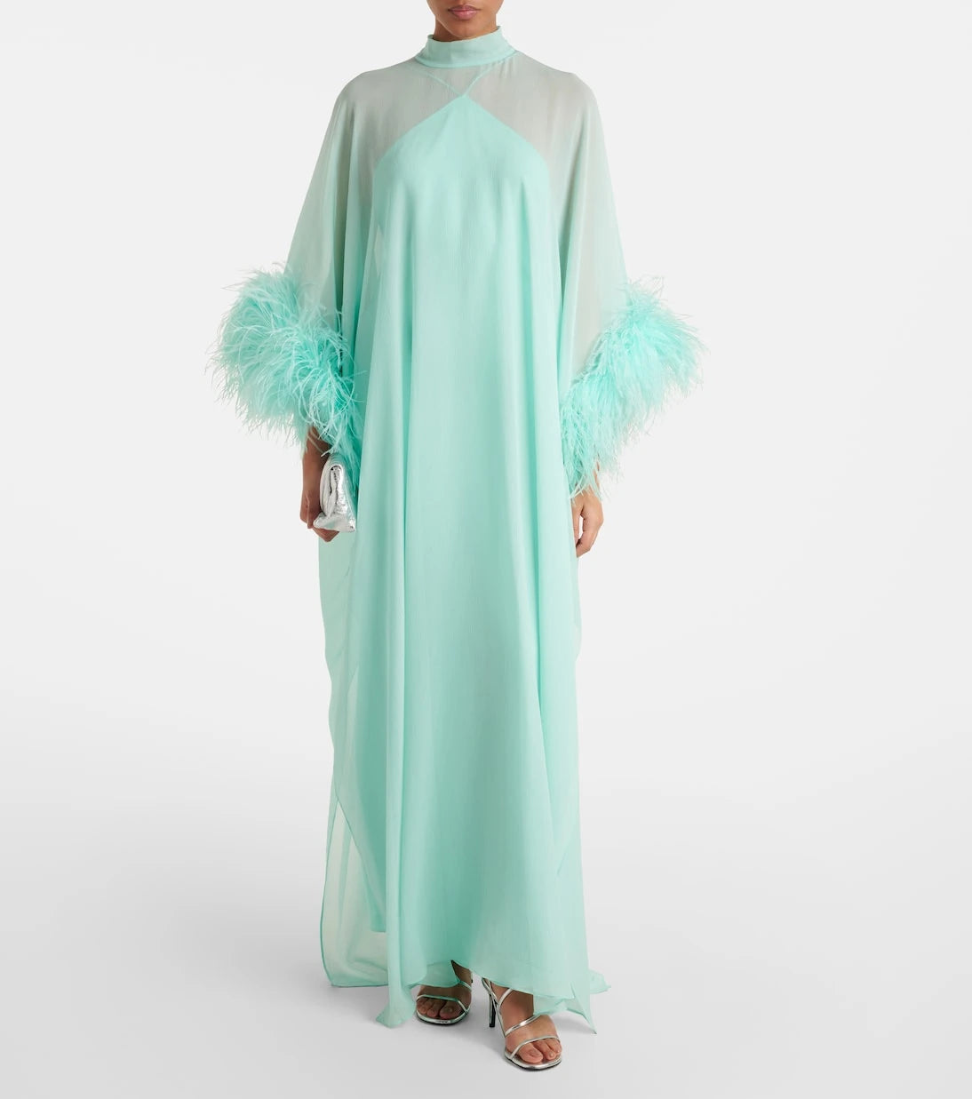 Taller Marmo - Penelope feather-trimmed silk kaftan
