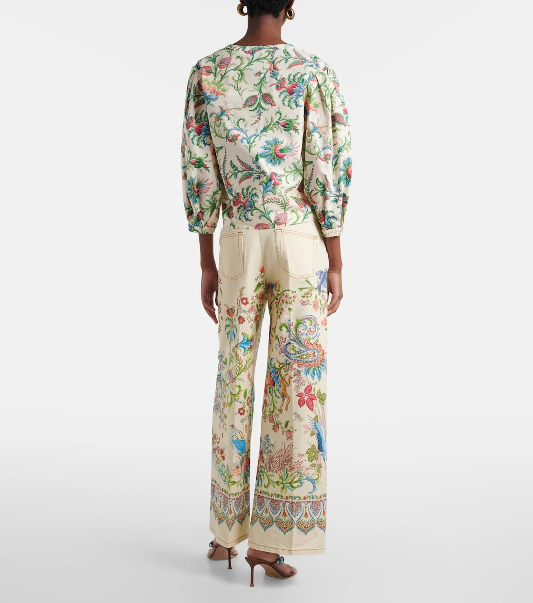 Etro - جينز مطبوع بحزام واسع الساق