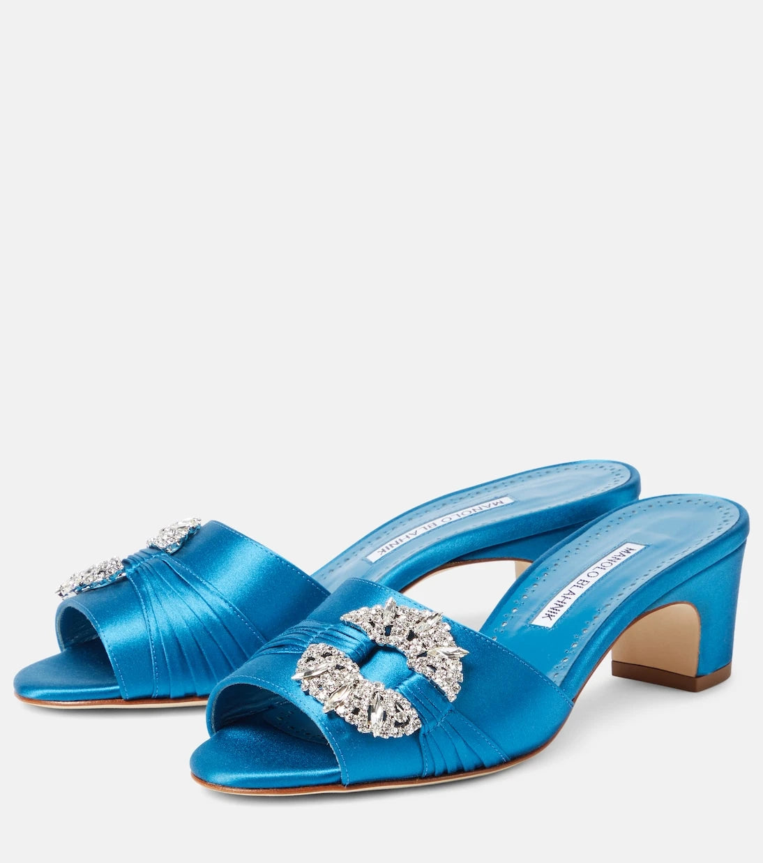 Manolo Blahnik - Prinap 50 embellished satin mules