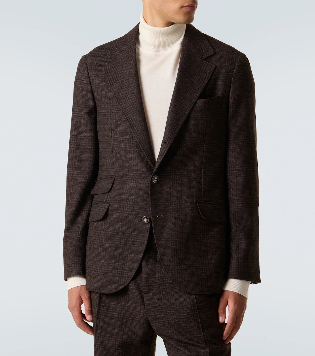 Brunello Cucinelli - Checked wool, cashmere, and silk twill suit
