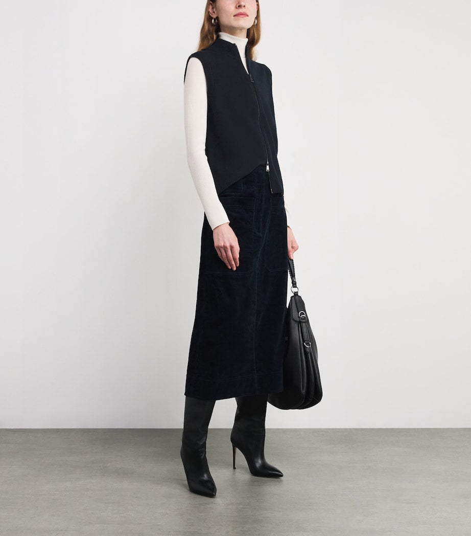 ME+EM Navy Wool Two-Way Zip Vest