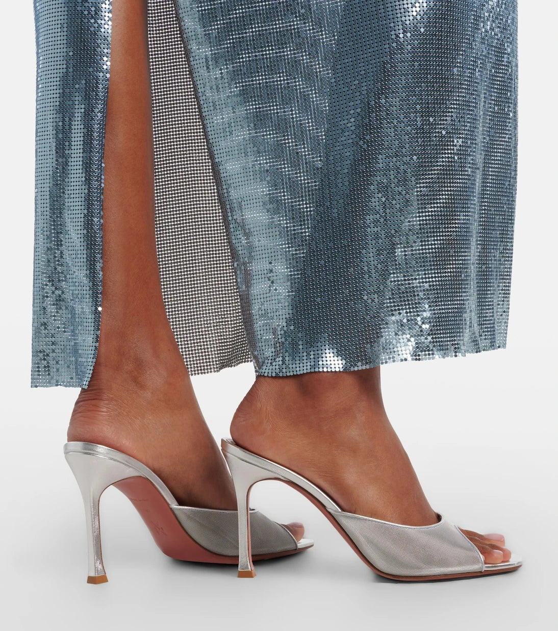 Amina Muaddi - Alexa leather-trimmed mesh mules