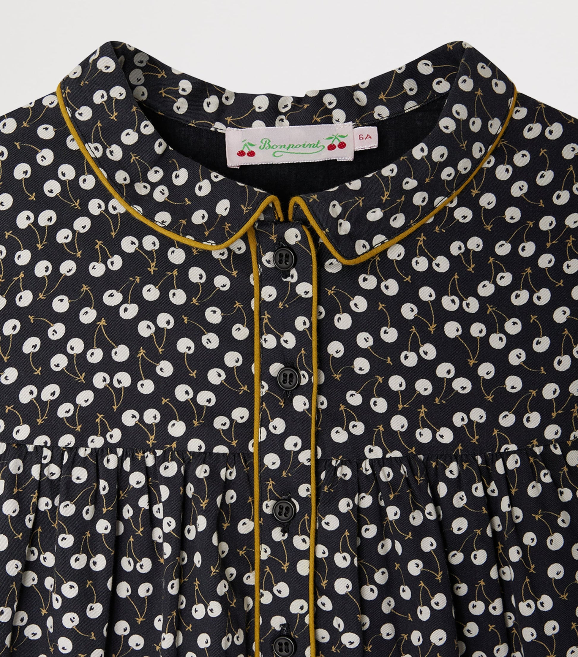 Blue Organic Cotton Twill Cherry Print Dorothée Dress (4-8 Years)