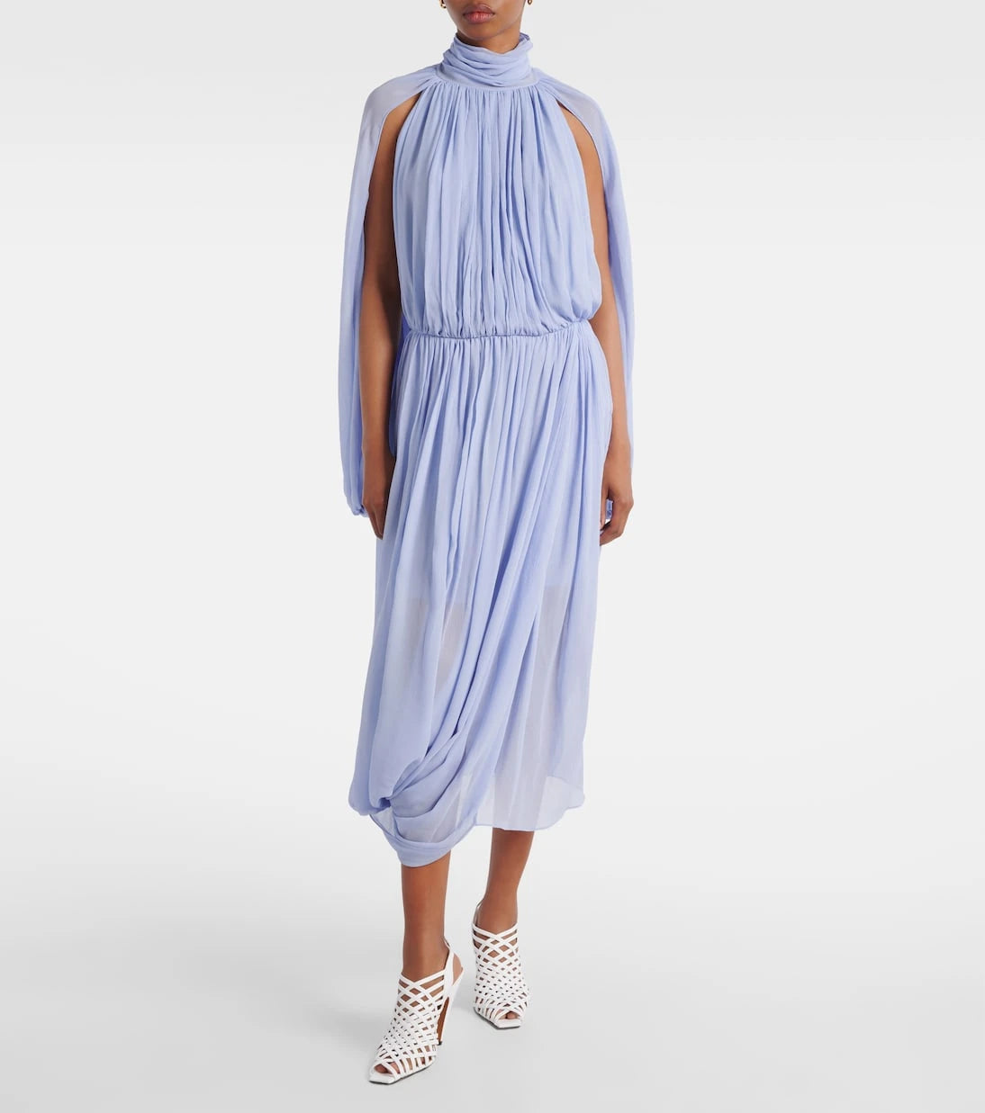 Stella McCartney - Gathered silk crepon midi dress