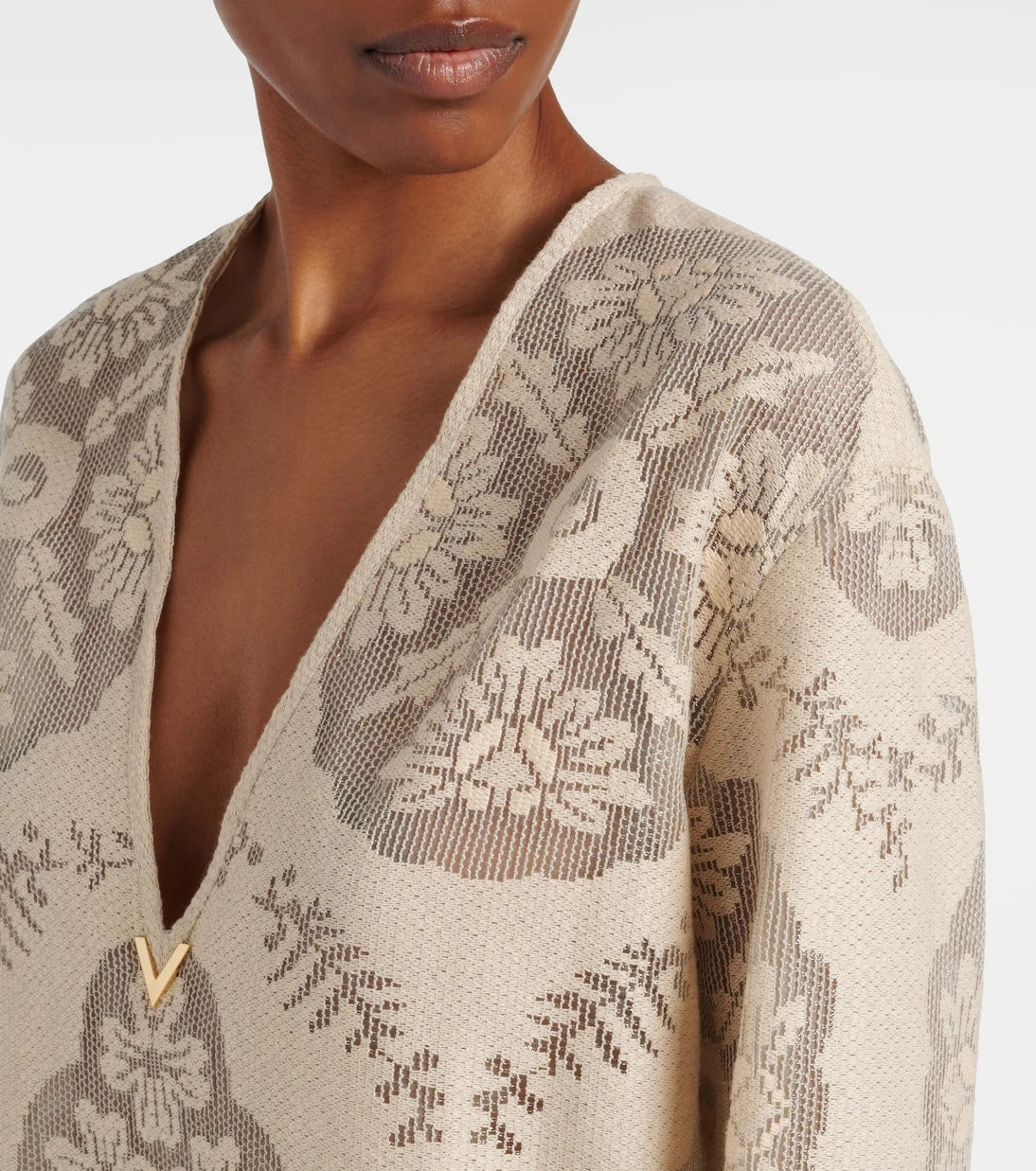 Valentino - VGold floral cotton-blend tunic