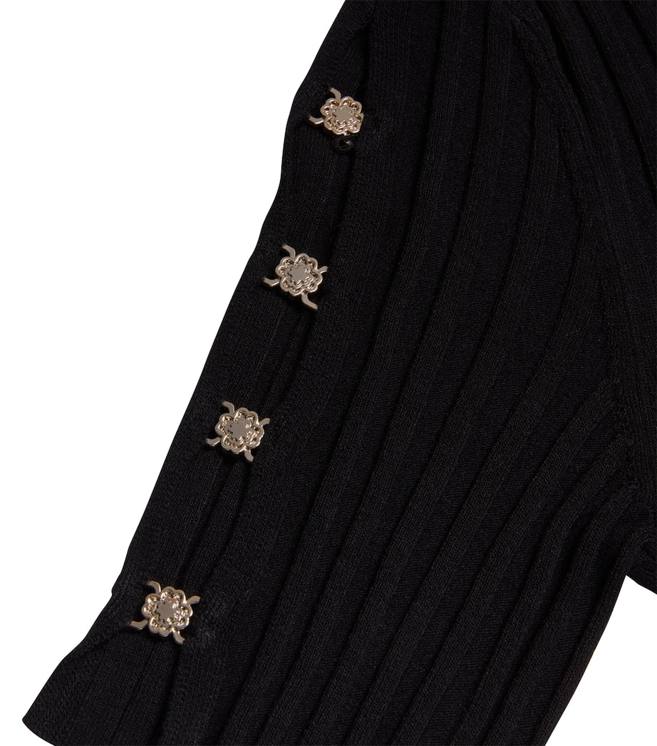 Maje Black Ribbed Cut-Out Mini Dress