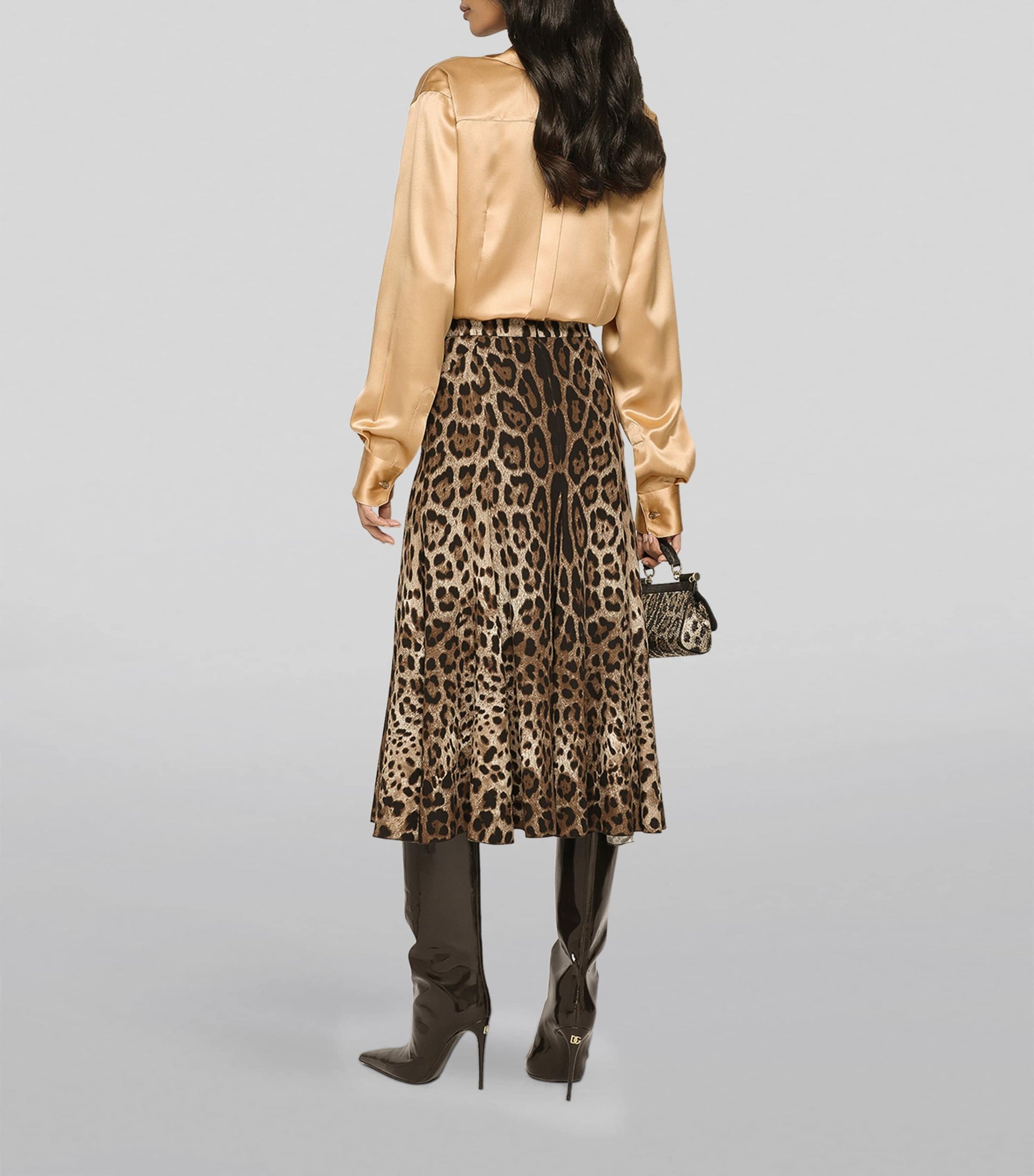 Dolce & Gabbana Multi Leopard Print Midi Skirt