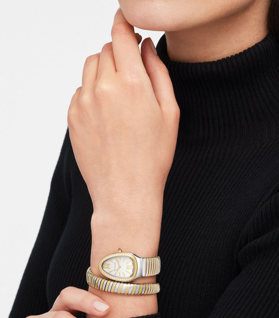 Bvlgari Stainless Steel and Yellow Gold Serpenti Tubogas Watch 35mm