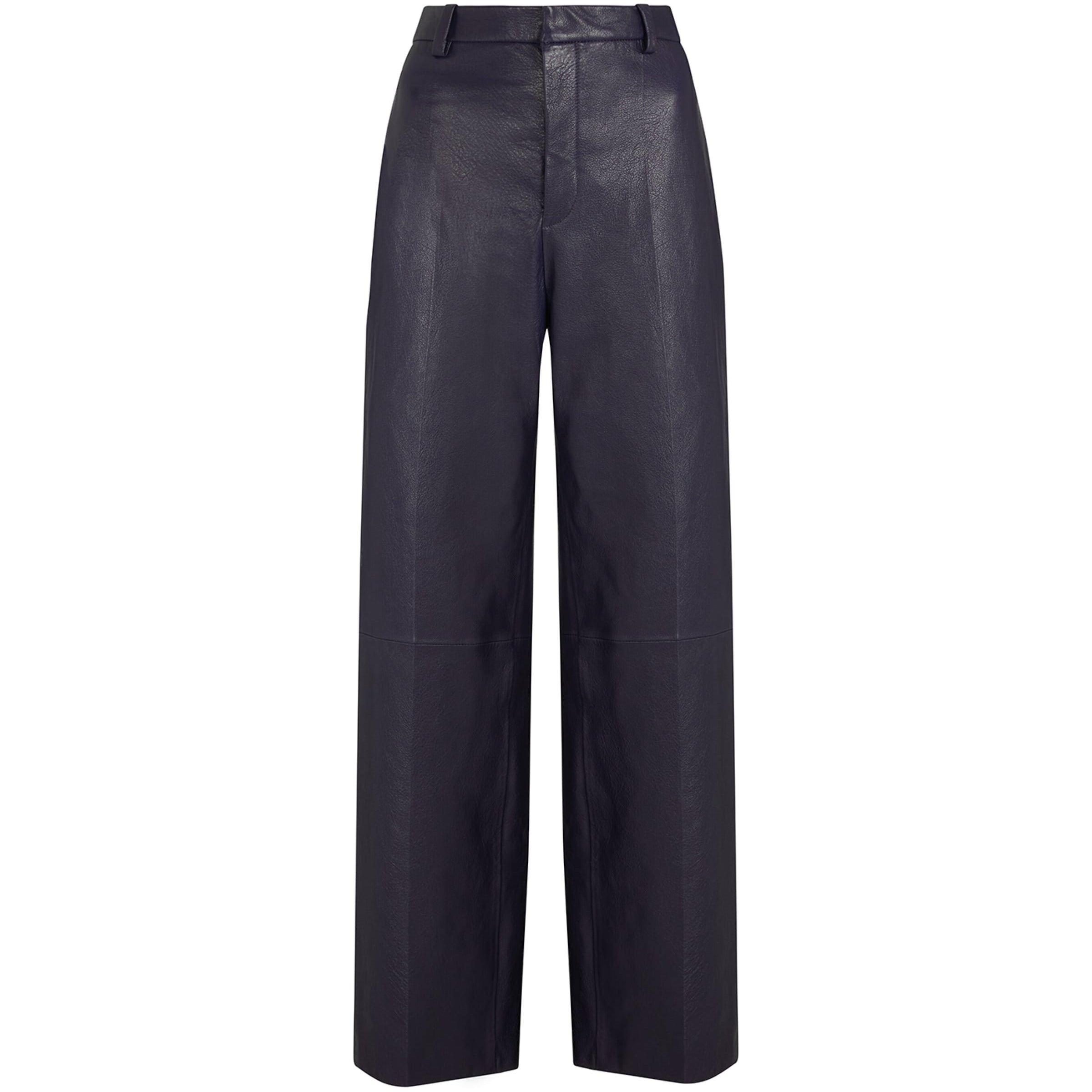 Navy The Leather Trousers